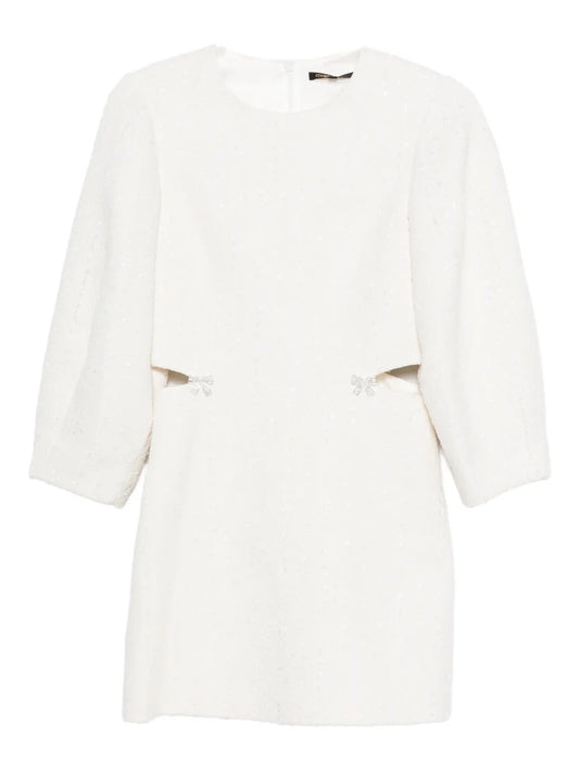 Maje Cut Out Bow Cotton Dress — White — Size XS — Front View