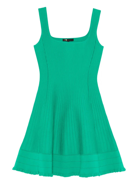 Maje Square Neck Sleeveless Mini Dress — Green — Size XS — Front View