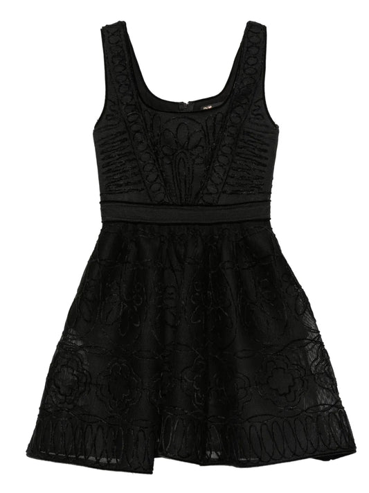 Maje Floral Mini Dress — Black — Size XS — Front View