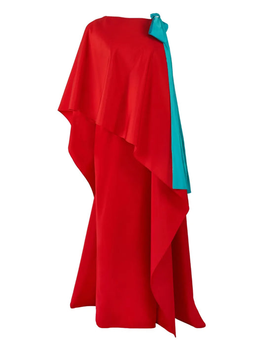 Carolina Herrera Column Gown With Cape — Red — Size XS — Front View