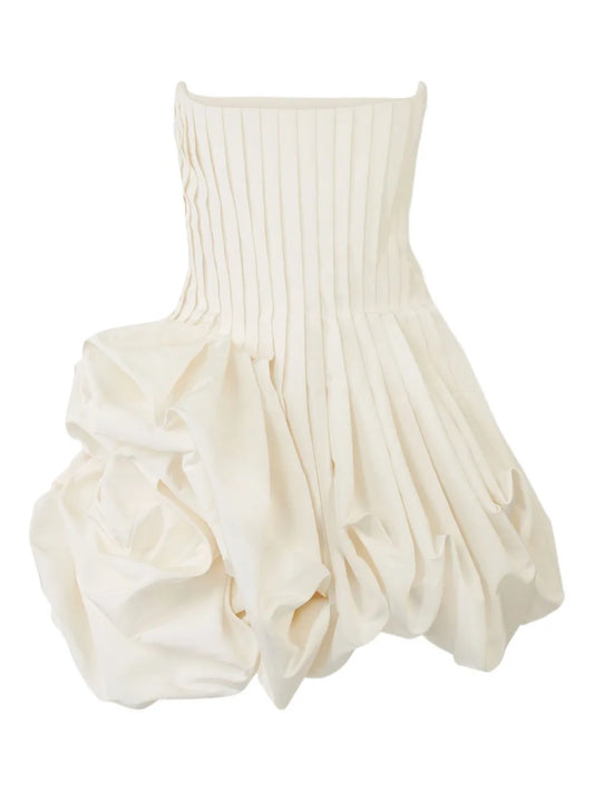 Carolina Herrera Pleated Mini Dress — White — Size XXS — Front View