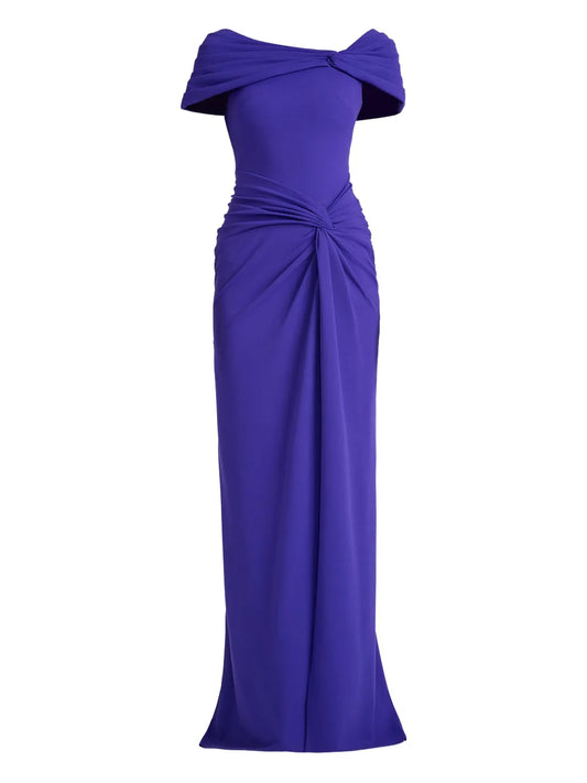 Tadashi Shoji Knot Detail Split Maxi Dress — Purple — Size XS — Front View