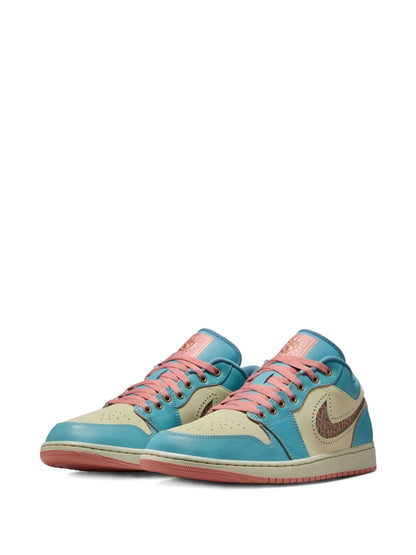 Air Jordan 1 Low Lace-Up Sneakers — Turquoise Blue — Size US M 10.5 - US W 12 — Side View