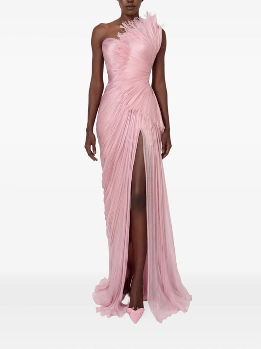 Iris Serban Winnona One Shoulder Maxi Dress — Pink — Size XS — Front View