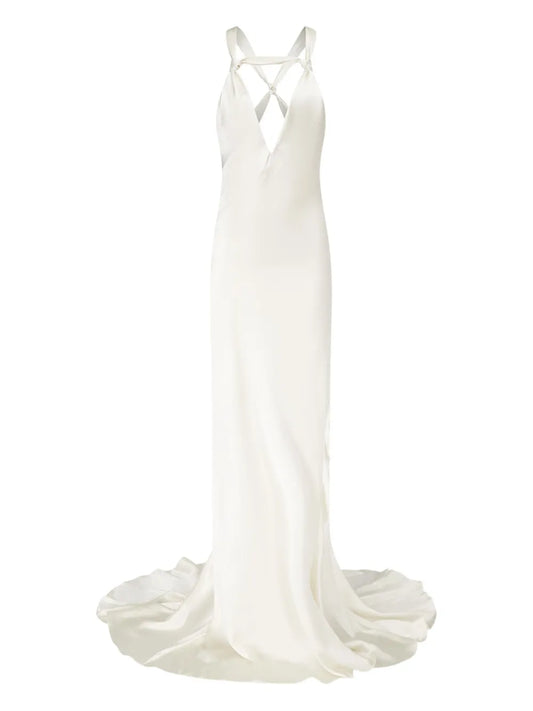 Ludovic De Saint Sernin Carrie Criss Cross Dress — White — Size XS — Front View