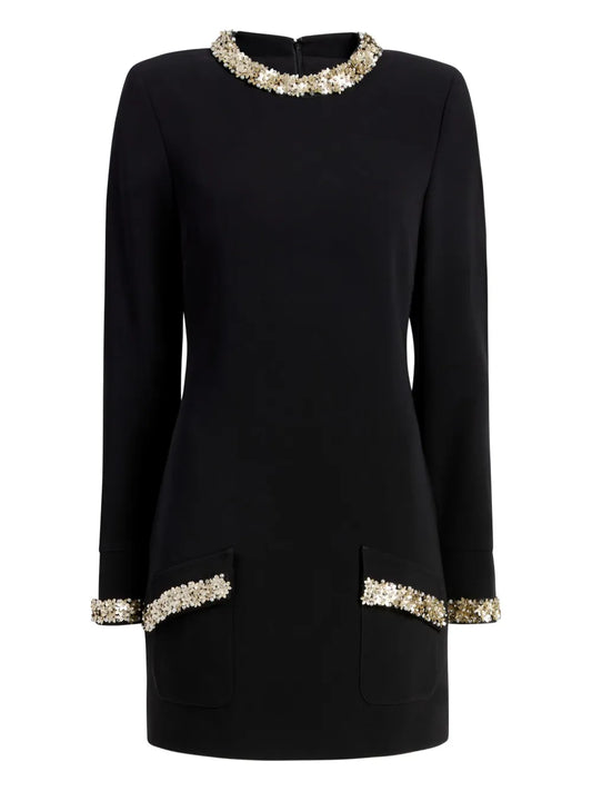 Cinq A Sept Flower Dots Embellished Dress — Black — Size XXS — Front View