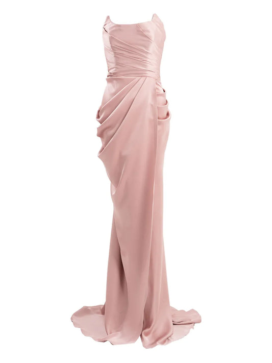 Ana Radu Ruched Strapless Maxi Dress — Pink — Size XS — Front View