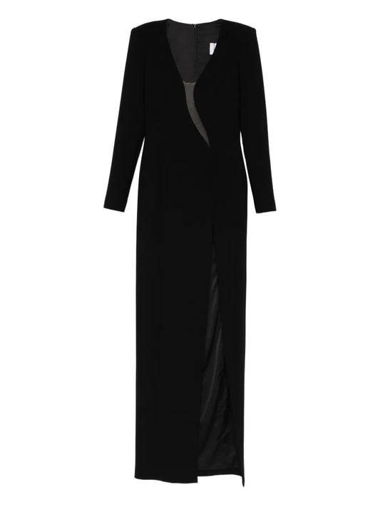 Silk Love Lace Monalisa Long Sleeve Maxi Dress — Black — Size XS — Front View