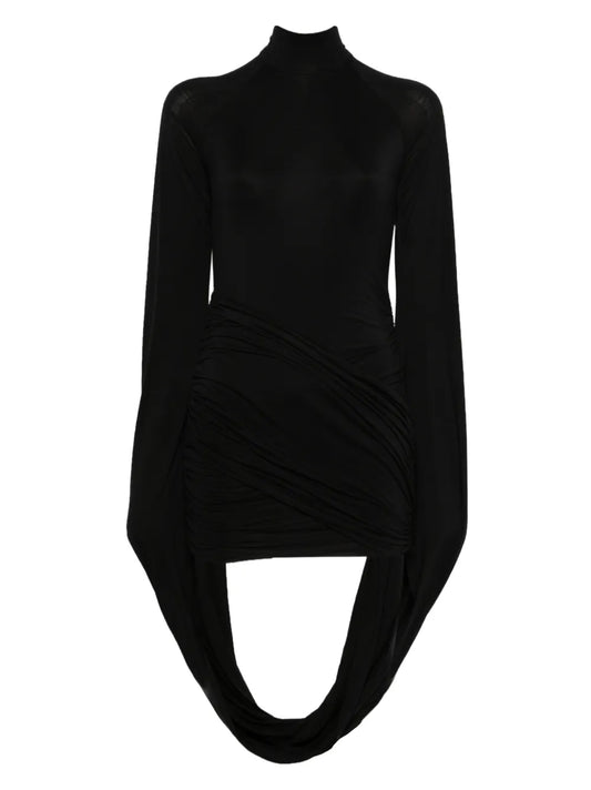 Axel 113 Luna Draped Mini Dress — Black — Size S — Front View