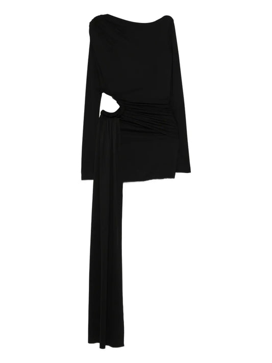 Axel 113 Tyla Cut Out Draped Mini Dress — Black — Size XS — Front View