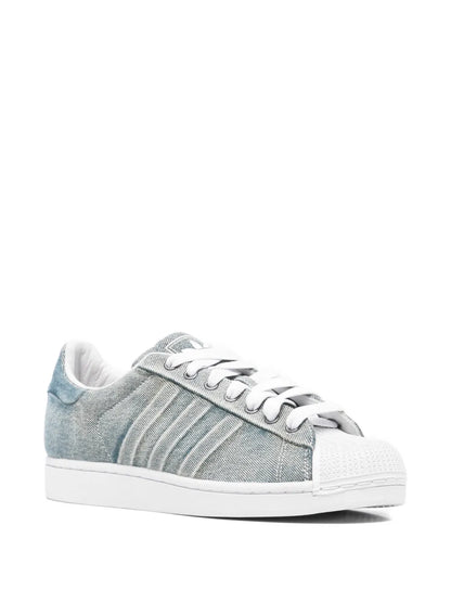 adidas Superstar 82 Stripes Trainers — Grey / Blue — Size US M 4 - US W 5.5 — Side View