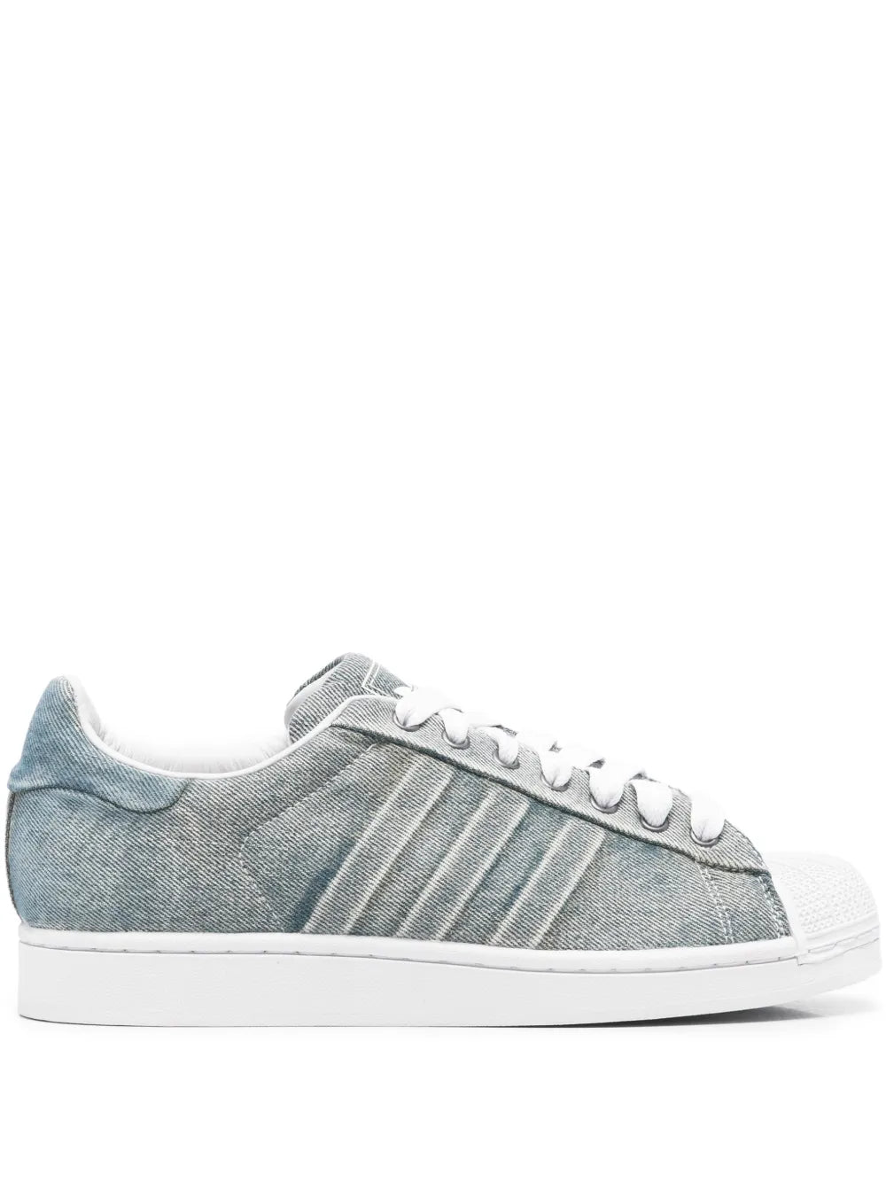 adidas Superstar 82 Stripes Trainers — Grey / Blue — Size US M 4 - US W 5.5 — Front View