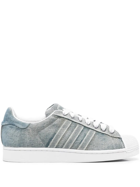 adidas Superstar 82 Stripes Trainers — Grey / Blue — Size US M 4 - US W 5.5 — Front View