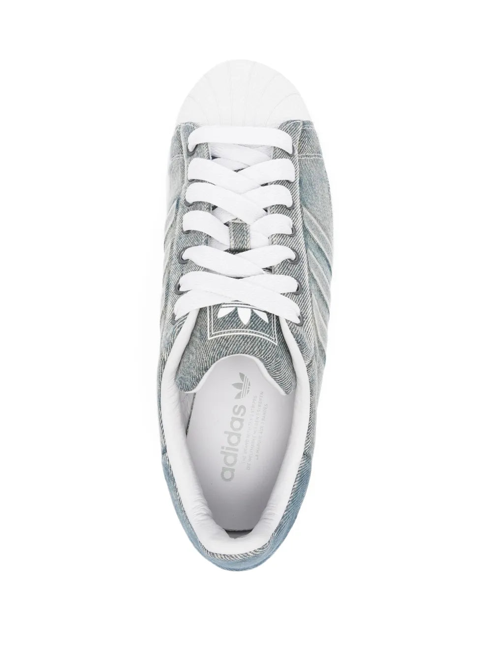 adidas Superstar 82 Stripes Trainers — Grey / Blue — Size US M 4 - US W 5.5 — Top View