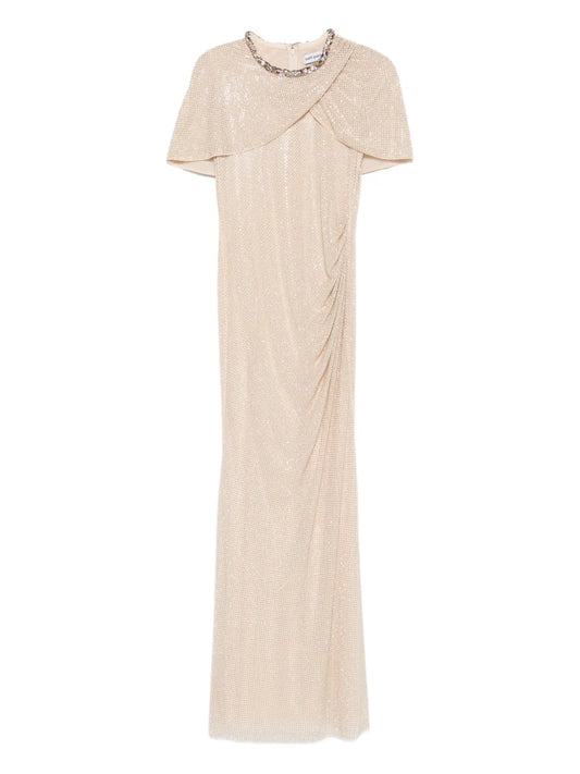 Self Portrait Embellished Draped Maxi Dress — Same as shown — Size S — Front View