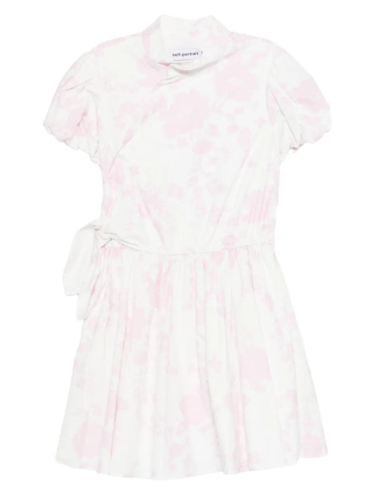 Self Portrait Floral Print Mini Dress — White — Size XS — Front View
