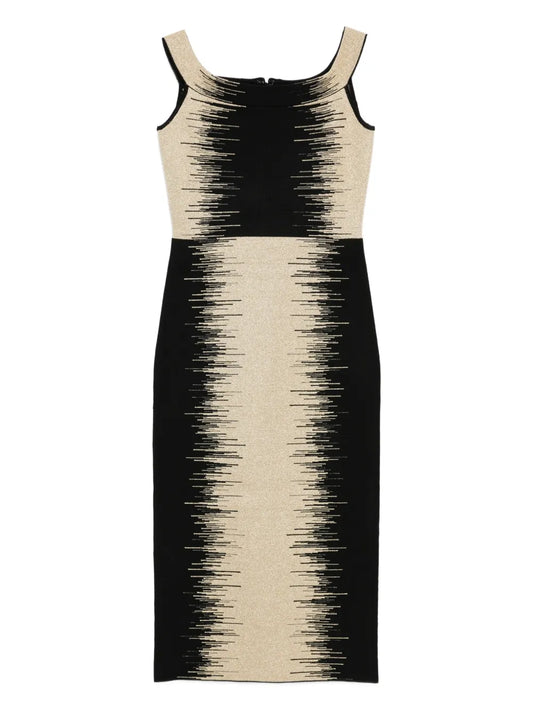 Herve Leger Arwen Striped Dress — Black — Size XS — Front View