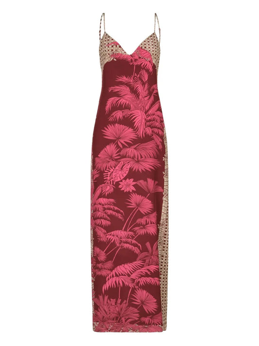 Johanna Ortiz Tropical Harmony Printed Maxi Dress — Red — Size XS — Front View