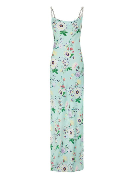 Rabanne Floral Chain Dress — Green — Size XXL — Front View