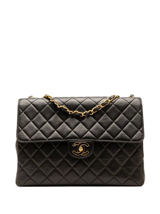 Chanel Pre Owned 1994 1996 Jumbo Classic Lambskin Single Flap Shoulder Bag — Same as shown — Size One Size — Front View