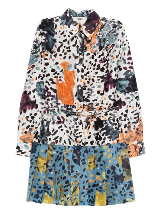 Fendi Long Sleeve Mini Dress — White — Size XS — Front View