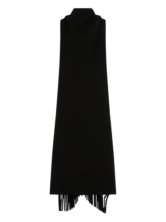 Max Mara Fringed Dress — Black — Size XS — Front View