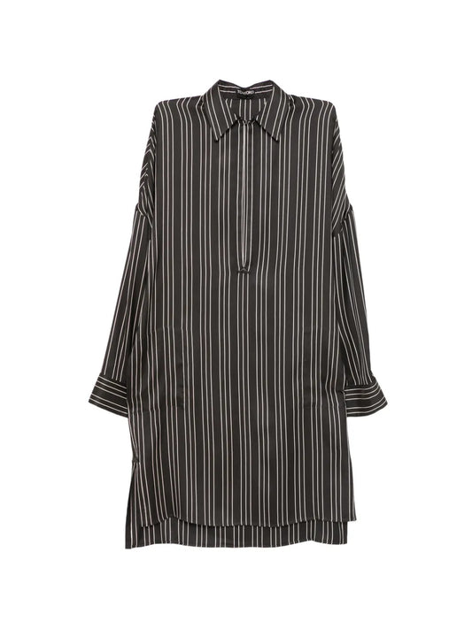 Tom Ford Striped V Neck Dress — Black — Size XS — Front View