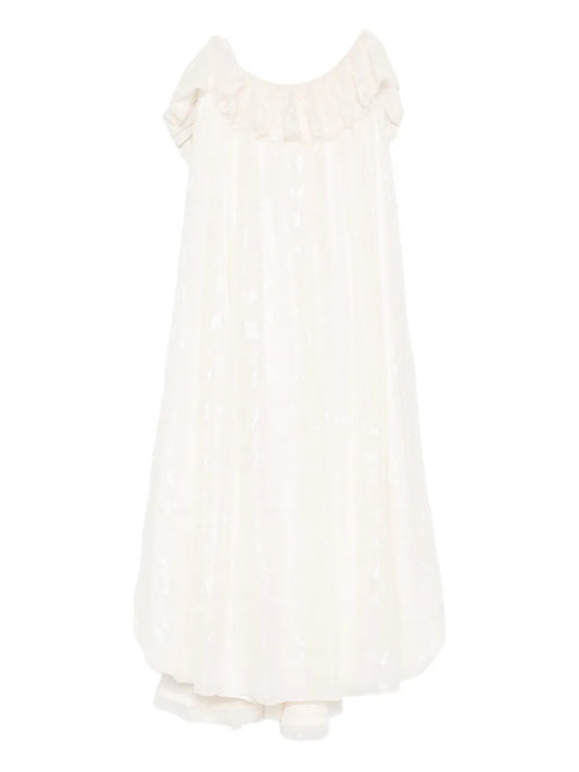 Parlor X Alice Cavaleru Spaghetti Strap Midi Dress — Red/ Ivory — Size M — Front View