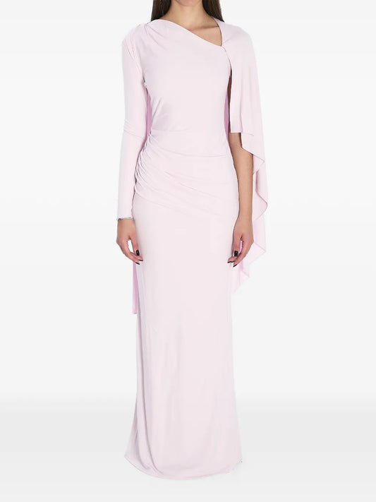 Self Portrait Asymmetric Embellished Maxi Dress — Pink — Size XS — Front View