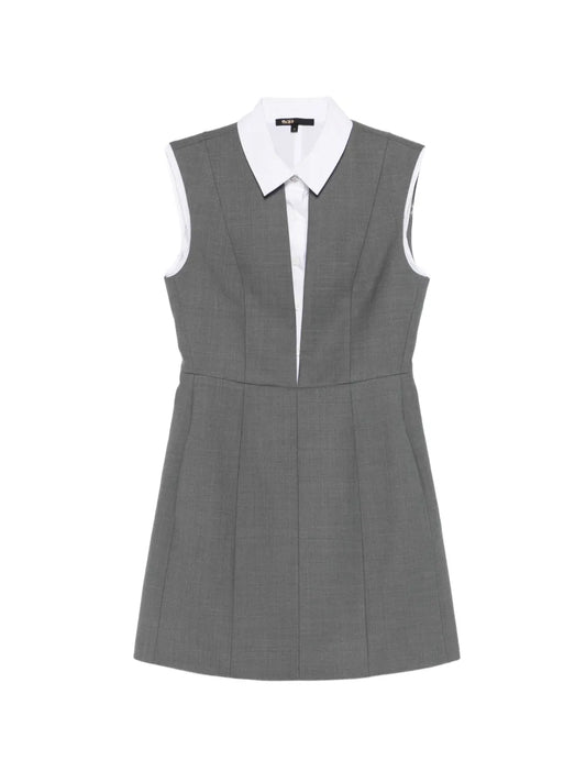 Maje Panelled Mini Dress — Grey — Size XS — Front View