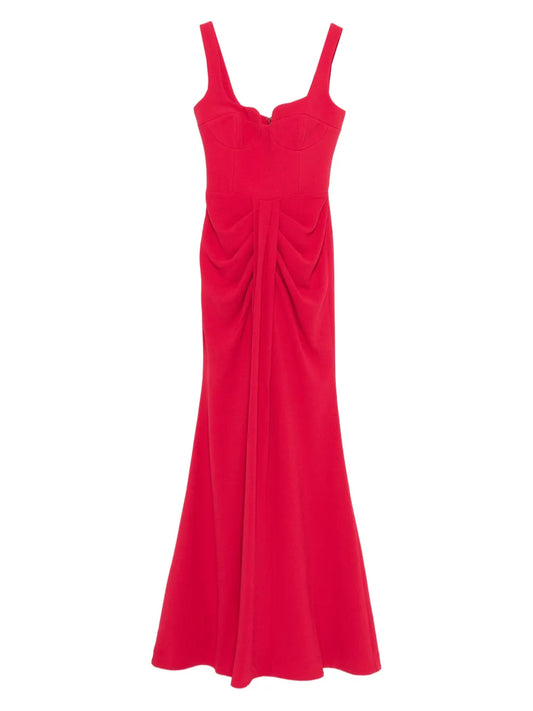 Rebecca Vallance Zarya Drapped Gown — Red — Size XS — Front View