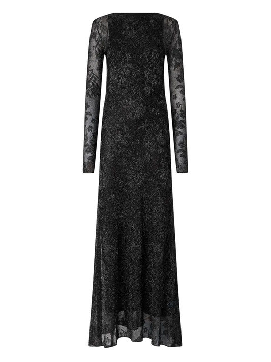 Pinko Openwork Long Sleeve Dress — Black/ Pink — Size XS — Front View