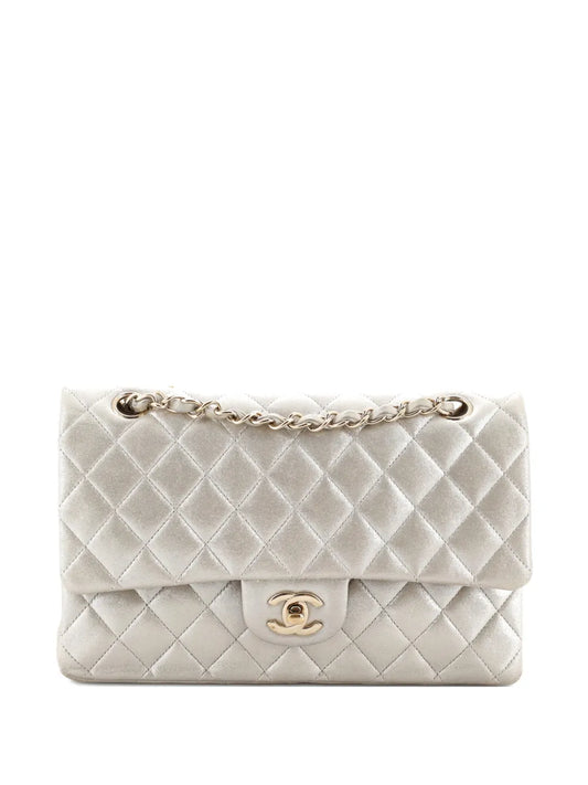 Chanel Pre Owned Classic Double Flap Bag Quilted Metallic Lambskin Medium Shoulder Bag — Same as shown — Size One Size — Front View