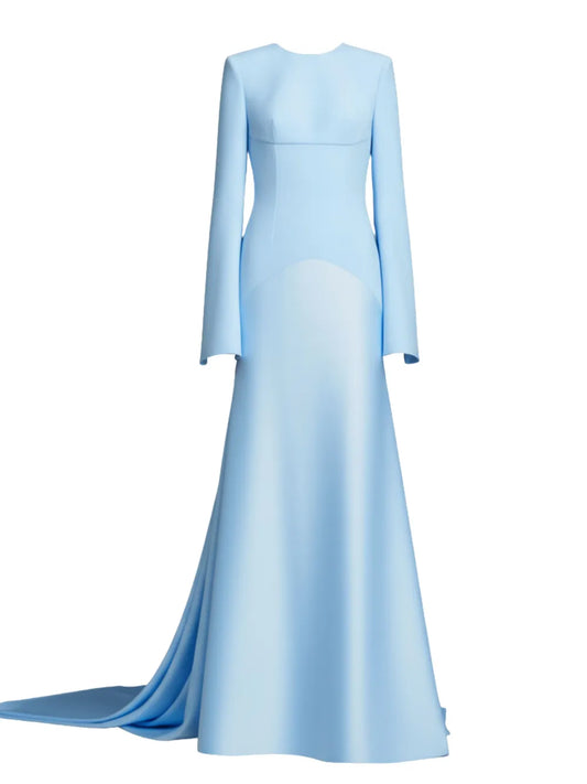Solace London Claudine Flared Sleeve Maxi Dress — Blue/ Red — Size XS — Front View