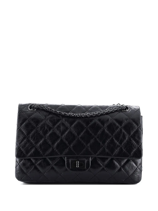 Chanel Pre Owned So Black Reissue 255 Flap Bag Quilted Glazed Calfskin 226 Shoulder Bag — Same as shown — Size One Size — Front View