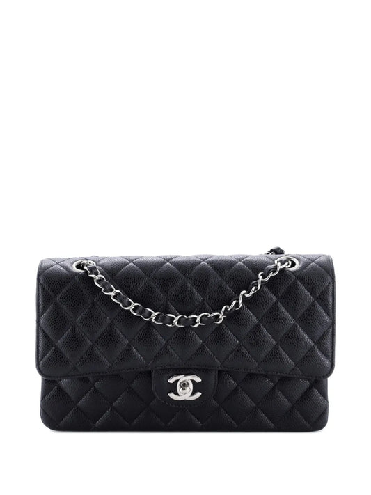 Chanel Pre Owned Classic Double Flap Bag Quilted Caviar Medium Shoulder Bag — Same as shown — Size One Size — Front View