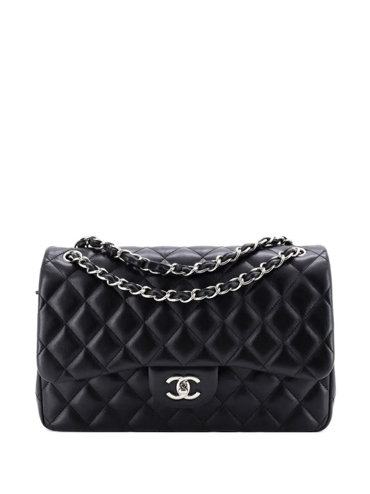 Chanel Pre Owned Classic Double Flap Bag Quilted Lambskin Jumbo Shoulder Bag — Same as shown — Size One Size — Front View