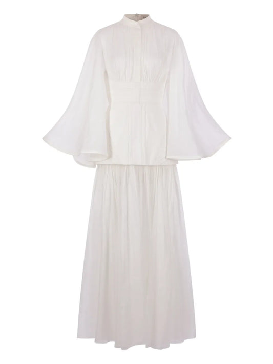 Zimmermann Pleated Dress — Red/ Ivory — Size XS — Front View