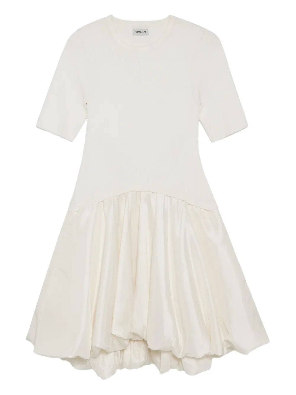 Simkhai Kenny Bubble Hem Mini Dress — White — Size XS — Front View