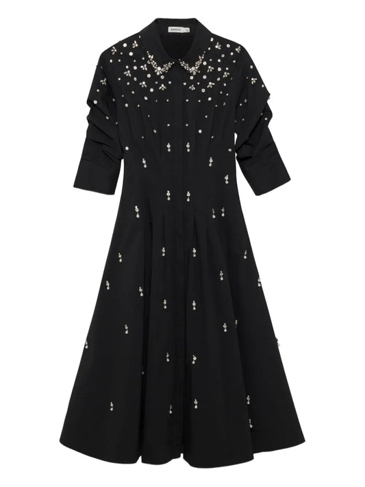 Simkhai Jazz Embellished Midi Dress — Black — Size XS — Front View