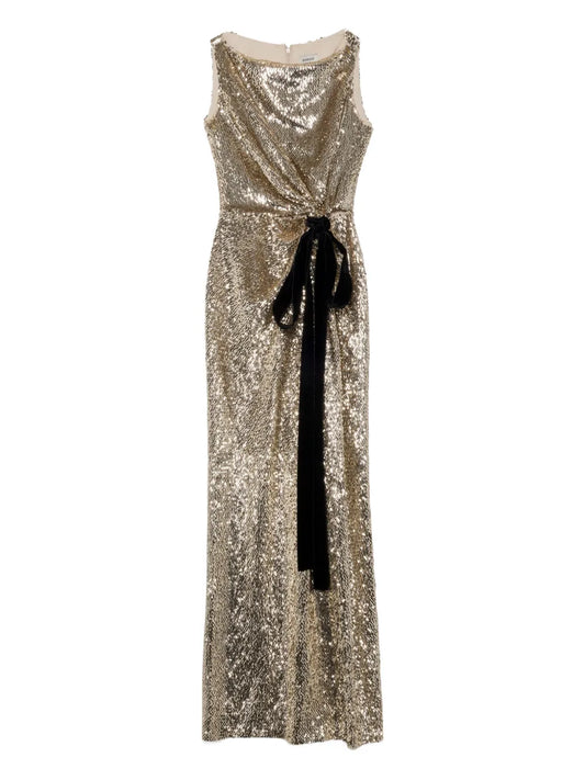 Simkhai Felicity Sequin Maxi Dress — Gold — Size XS — Front View