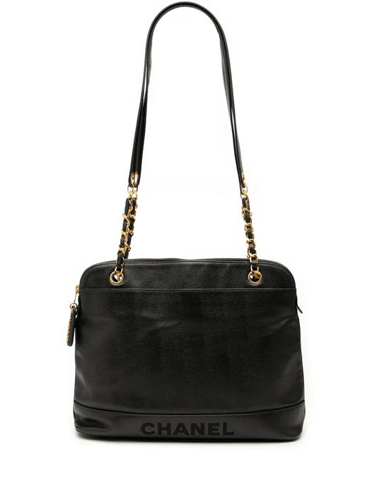 Chanel Pre Owned 1996 1997 Caviar Logo Chain Shoulder Bag — Same as shown — Size One Size — Front View