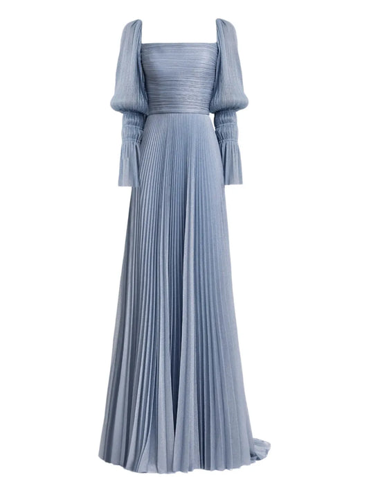 Gemy Maalouf Plisse Effect Gown — Blue — Size XS — Front View