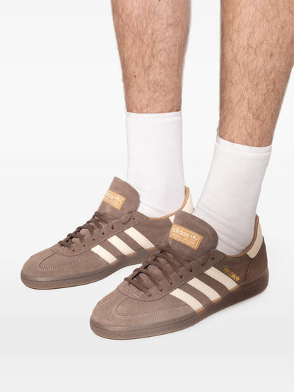 adidas Stripes Leather Trainers — Light Brown — Size US M 4 - US W 5.5 — Lifestyle View