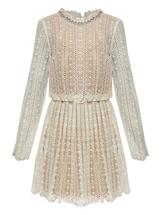 Self Portrait Lace Embellished Maxi Dress — Cream — Size XS — Front View