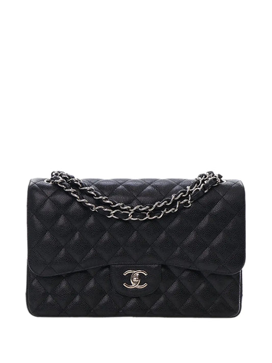 Chanel Pre Owned 2016 2017 Jumbo Classic Caviar Double Flap Shoulder Bag — Same as shown — Size One Size — Front View