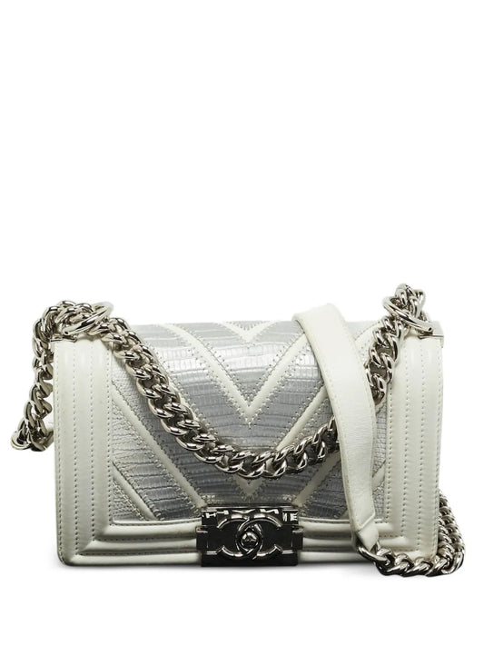 Chanel Pre Owned 2016 2017 Boy Channel Chevron Stitching Leather Shoulder Bag — Same as shown — Size One Size — Front View
