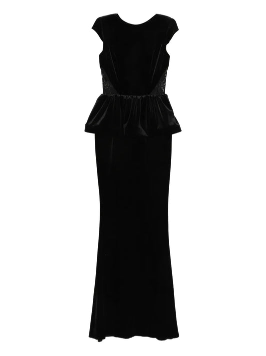 Silk Love Lace Dominique Maxi Dress — Black — Size XS — Front View