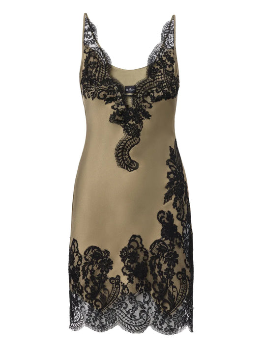Il Volo Cara Lace Detail Mini Dress — Green — Size XS — Front View
