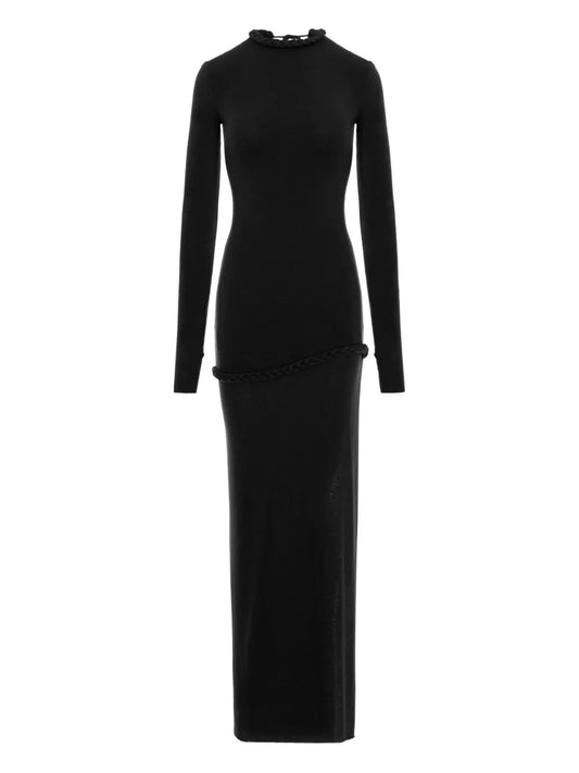 Manuri Nora Braided Detail Maxi Dress — Black — Size XS — Front View